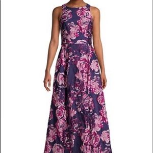 Aidan Mattox Sleeveless Floral Brocade Gown